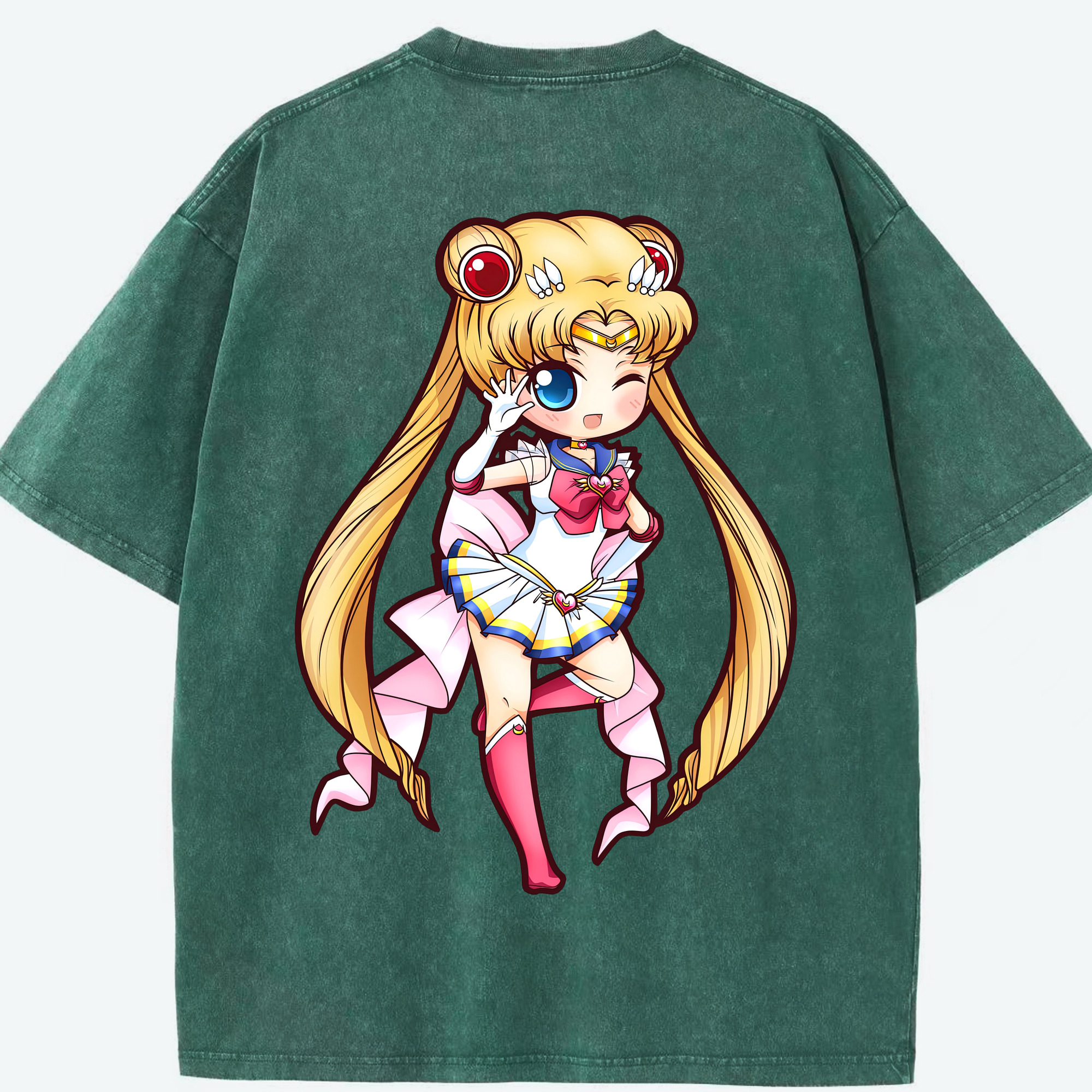 （画像用） 美少女戦士セーラームーン 月野 うさぎ つきの うさぎ Sailor Moon Tsukino Usagi 綿100% ヴィンテージ風 半袖Tシャツ（背面プリント）